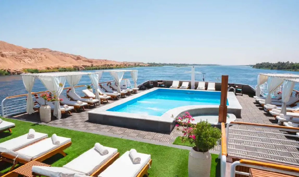 Sun deck of the MS Acamar Nile Cruise Nile cruise